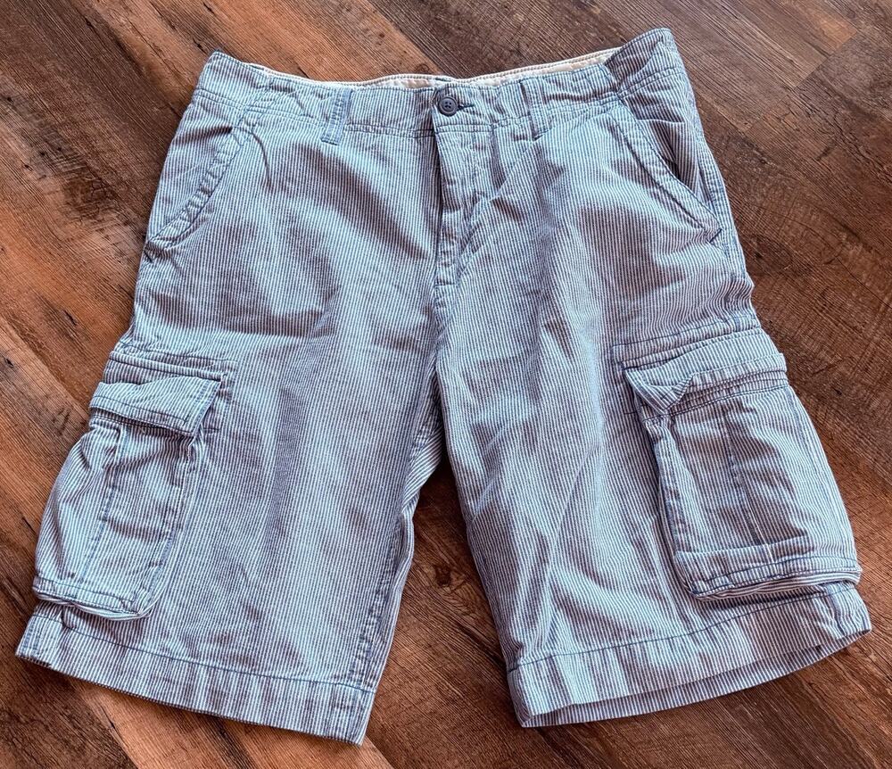 Old Navy blue and white Mini  Stripe 100% Cotton Cargo shorts 34